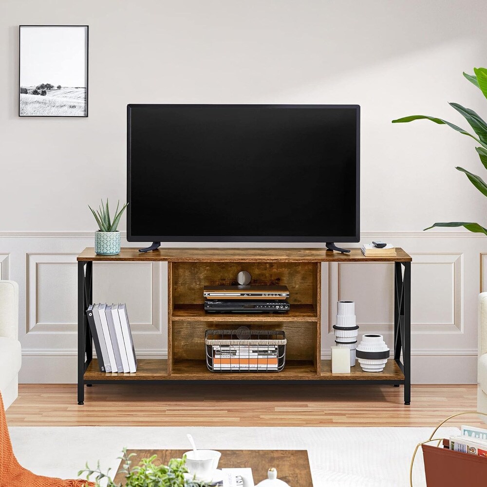 TV-penkki maalaismainen 106 cm / TV-pöytä teollisuustyyliin / mediapenkki avoimilla hyllyillä