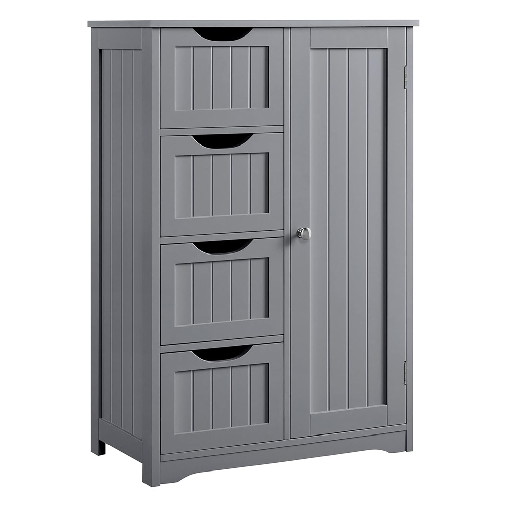 Kylpyhuonekaappi 4 laatikolla – Kapea kylpyhuoneen säilytyskaappi ovella ja säädettävällä hyllyllä, tummanharmaa 56 x 30 x 82 cm