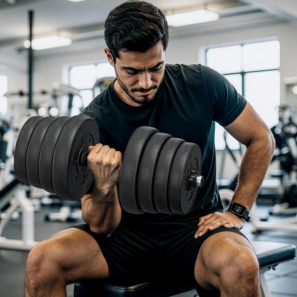 Yaheetech säädettävät käsipainot 15 kg / käsipainosarja painolevyillä / kotitreenipainot voimaharjoitteluun
