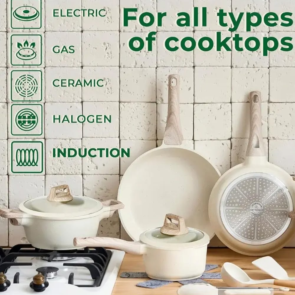 Just Perfecto JL-888 kattila- ja paistinpannusarja 14 osaa - graniittikeraaminen non-stick, induktioliedelle