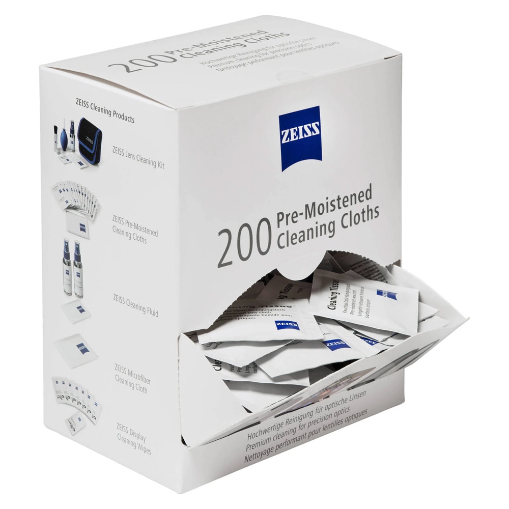 Zeiss optiikan puhdistuspyyhkeet 200 kpl / kostutetut linssipyyhkeet / silmälaseille, kameralle ja objektiiveille