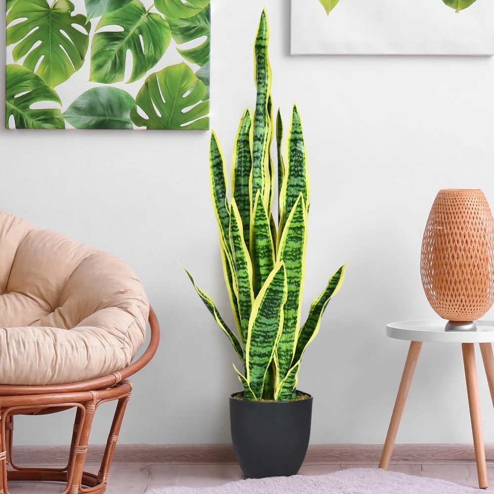Keinotekoinen käärme kasvi 90 cm / keinotekoinen sansevieria / keinotekoinen kasvi ruukussa