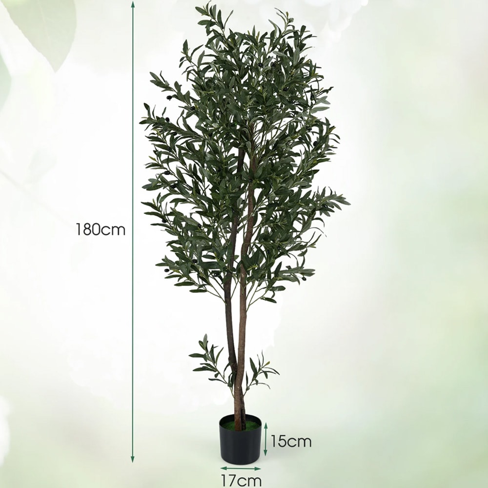 Keinotekoiset oliivipuut 2 kpl / luonnollisen näköiset tekopuut 180 cm / muotoiltavat oksat