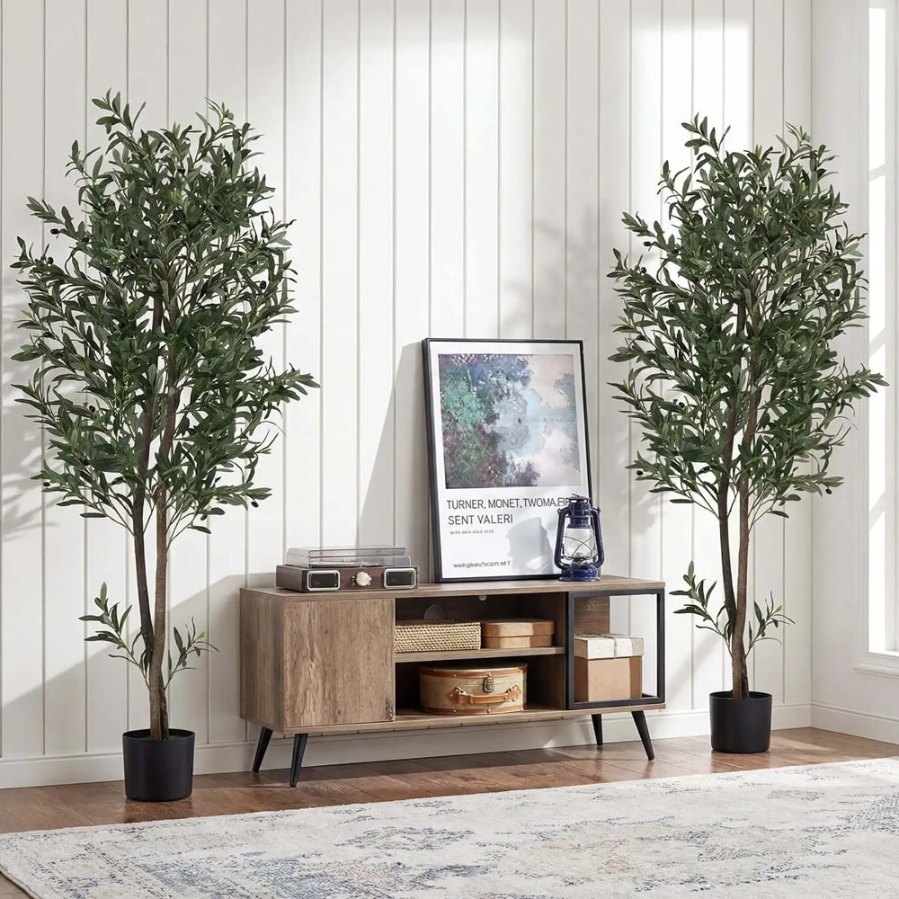 Keinotekoiset vihreät kasvit 2-pack 180 cm / keinotekoiset oliivipuut