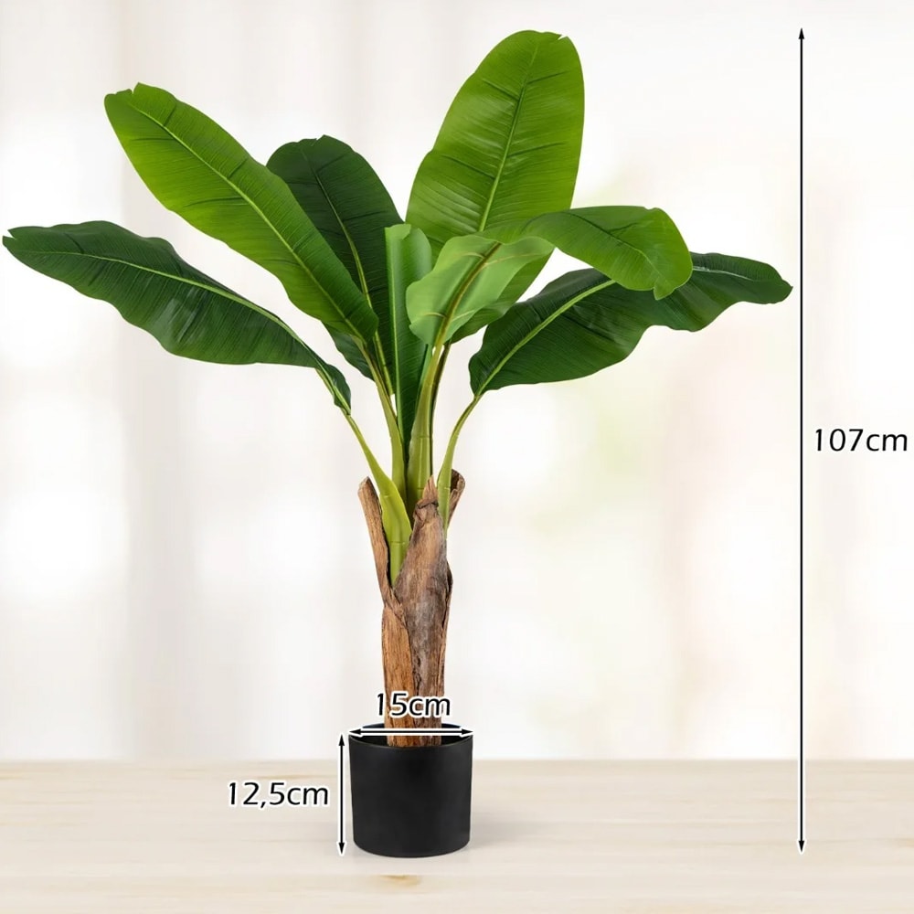 Keinotekoiset banaaninlehtikasvit 2 kpl / trooppiset tekokasvit 107 cm / muotoiltavat oksat