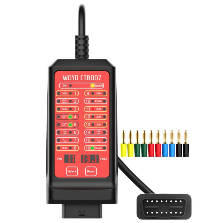 WOYO CTB007 CAN-testeri / OBD2-testilaite 12V-24V / diagnostiikkatyökalu 70 cm kaapelilla