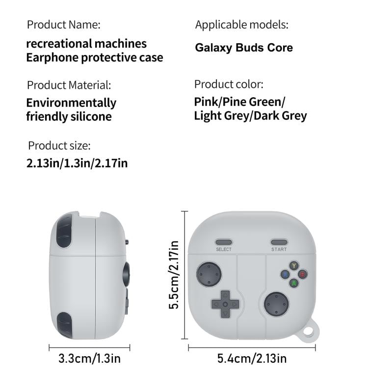 Retro pelityylinen silikonikotelo Samsung Galaxy Buds Core - vaaleanharmaa