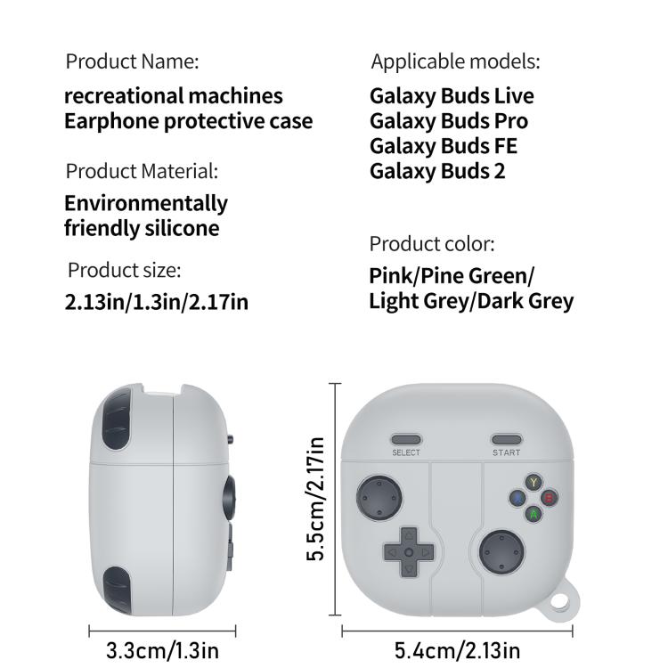 Retro pelityylinen silikonikotelo Samsung Galaxy Buds Live - vaaleanharmaa