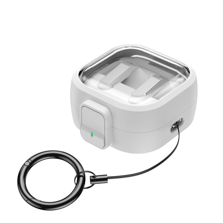 Galaxy Buds4 ja Buds4 Pro -kuulokkeiden kotelo, jossa on napsautuslukko – valkoinen