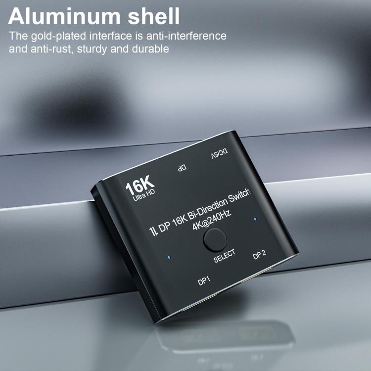 DisplayPort-kytkin 16K / DisplayPort-kytkin 2 in 1 out / DP-kytkin kaksisuuntainen