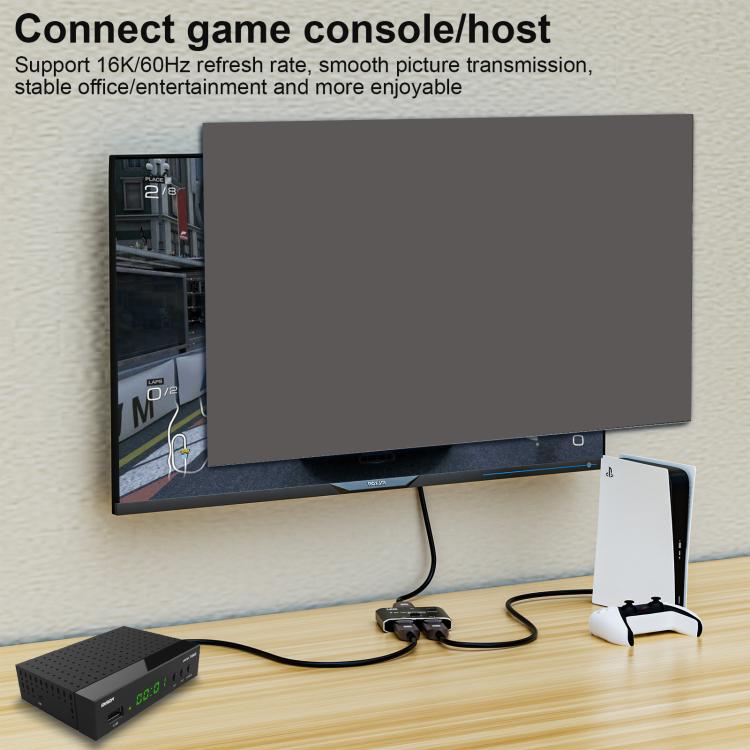 DisplayPort-kytkin 16K / DisplayPort-kytkin 2 in 1 out / DP-kytkin kaksisuuntainen