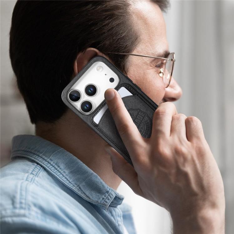 Magneettinen keinonahkainen matkapuhelimen kotelo, jossa on korttipidike iPhonelle 16e/17e - Svart
