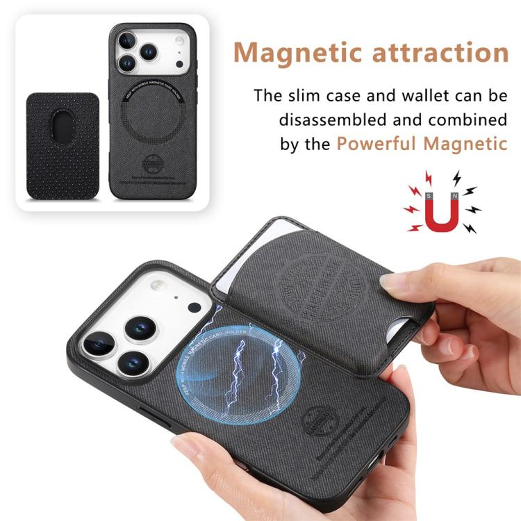 Magneettinen keinonahkainen kotelo, jossa on korttipidike iPhone 16:lle - Svart