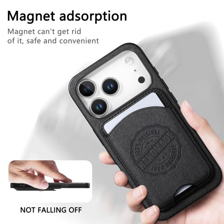 Magneettinen keinonahkainen kotelo, jossa on korttipidike iPhone 16:lle - Svart