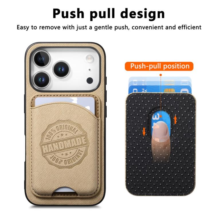 Magneettinen keinonahkainen matkapuhelinkotelo, jossa on kortinpidike iPhone 16 Pro - Khaki