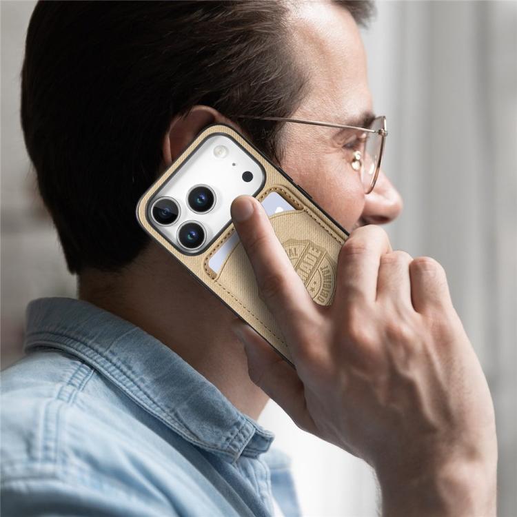 Magneettinen keinonahkainen kännykkäkotelo, jossa on korttipidike iPhone 16 - Khaki
