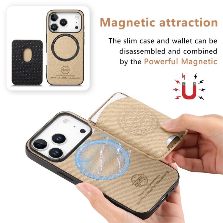 Magneettinen keinonahkainen kännykkäkotelo, jossa on korttipidike iPhone 16 - Khaki