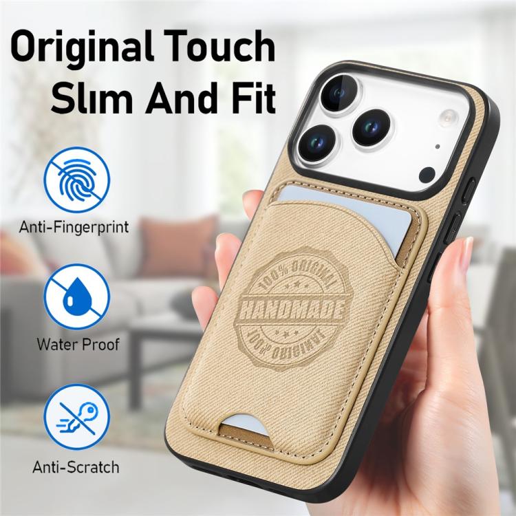 Magneettinen keinonahkainen kännykkäkotelo, jossa on korttipidike iPhone 16 - Khaki