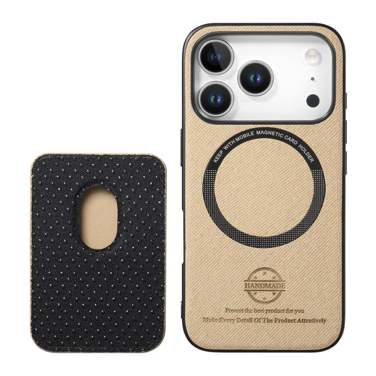 Magneettinen keinonahkainen matkapuhelimen kotelo, jossa on kortinpidike iPhone 15 Plus - Khaki värinen