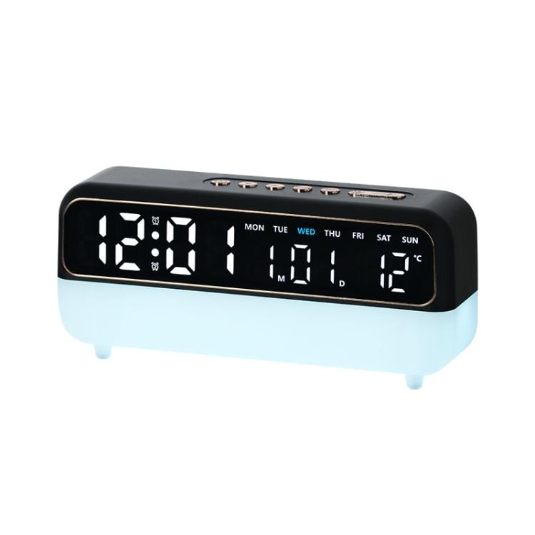 Digitaalinen herätyskello yövalolla / LED-kello USB-latauksella / kaksi herätystä – Musta