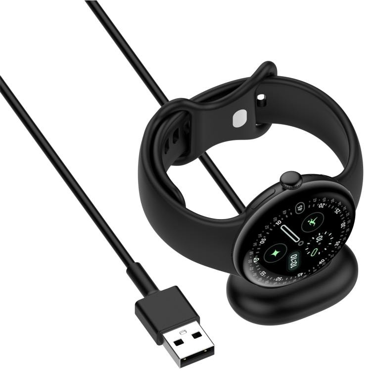 1 m:n USB-latauskaapeli Google Pixel Watch 4:lle – Svart / Magneettinen laturi