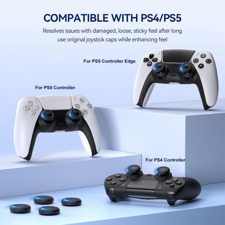PS5/PS4-joystickkahvat, 10 kpl:n pakkaus – Svart / Analogivipujen vaihtokupit