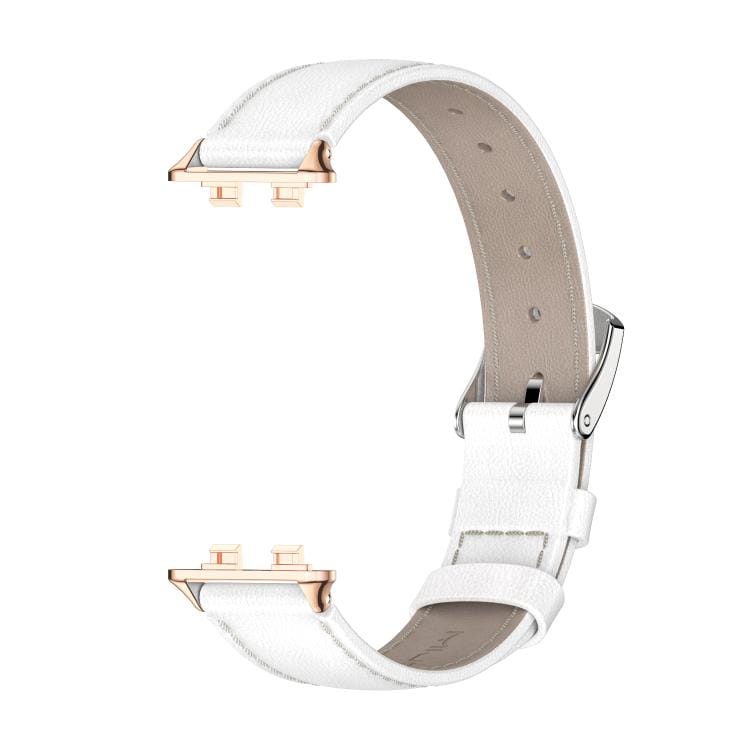 Nahkainen rannekoru Huawei Band 11/11 Pro - Valkoinen/ruusukulta / nahkaranneke aktiivisuusrannekkeelle