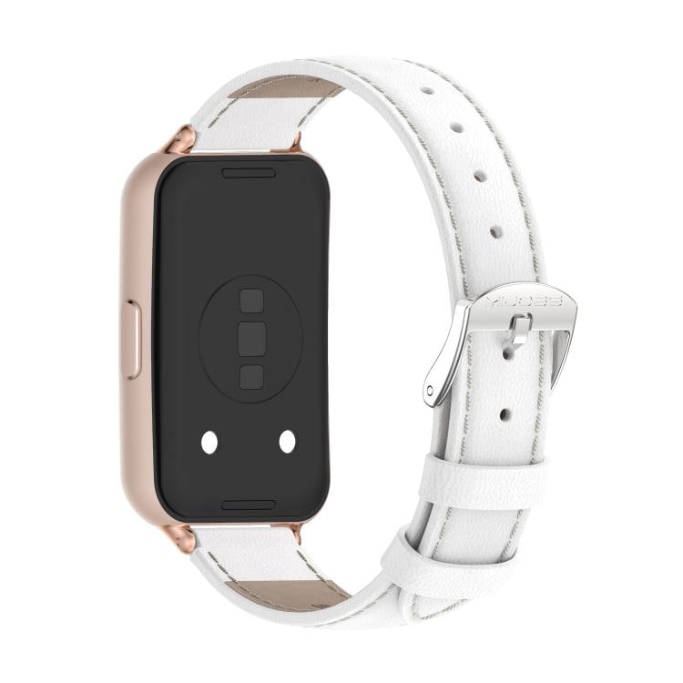 Nahkainen rannekoru Huawei Band 11/11 Pro - Valkoinen/ruusukulta / nahkaranneke aktiivisuusrannekkeelle