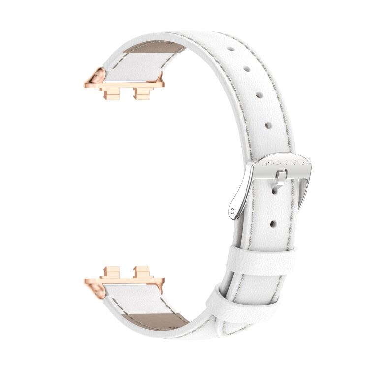 Nahkainen rannekoru Huawei Band 11/11 Pro - Valkoinen/ruusukulta / nahkaranneke aktiivisuusrannekkeelle
