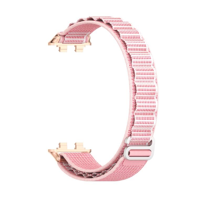 Punottu nailonranneke Huawei Band 11/11 Pro -malliin – vaaleanpunainen/ruusukulta / kudottu nailonranneke