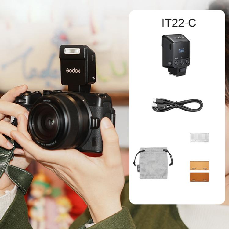Godox iT22 C TTL-salama Canonille – svart / mini-TTL-salama Canonille / iFlash-kamerasalama HSS-toiminnolla