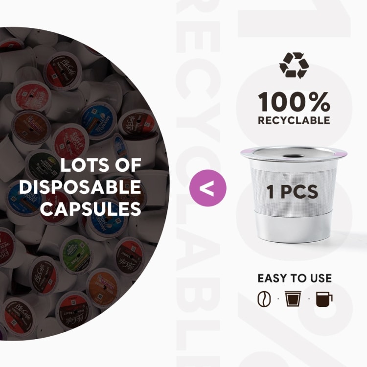 Uudelleenkäytettävä K-Cup-suodatinkapseli ruostumattomasta teräksestä Keurig-laitteille / uudelleenkäytettävä kahvikapseli