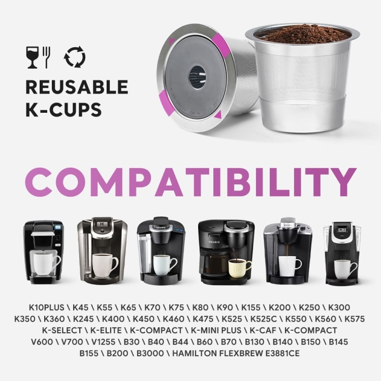 Uudelleenkäytettävä K-Cup-suodatinkapseli ruostumattomasta teräksestä Keurig-laitteille / uudelleenkäytettävä kahvikapseli