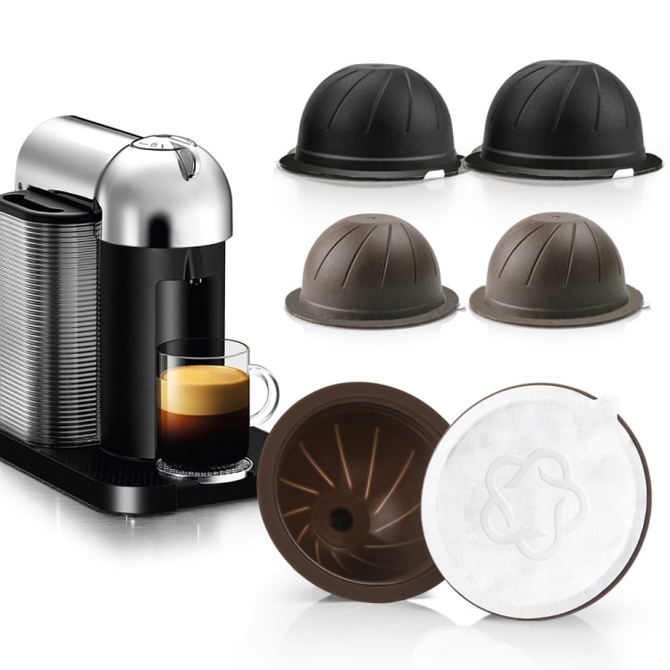 Nespresso Vertuo Plus -kahvikapselien kuoret – Svart-ruskea + 100 alumiinifoliota