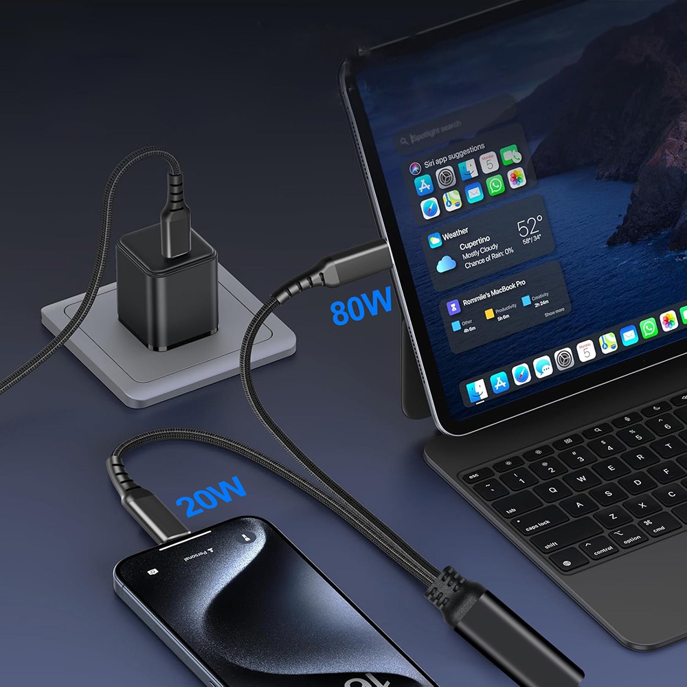 PD 100 W USB-C -datakaapeli / USB-C–USB-C-kaapeli, 100 W