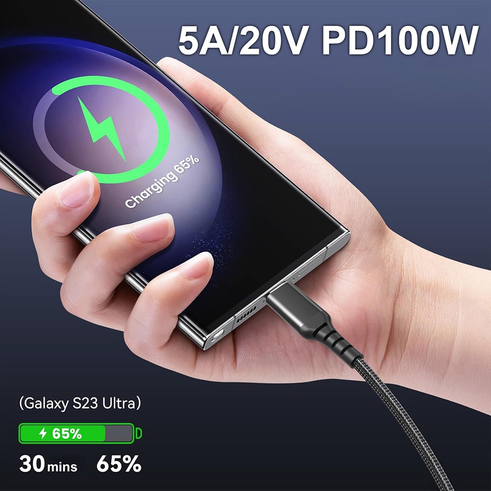 PD 100 W USB-C -datakaapeli / USB-C–USB-C-kaapeli, 100 W