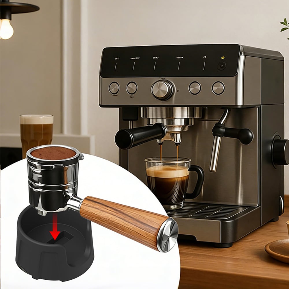 Tamperiteline silikonista / kahvitamperin pidike / musta tamperialusta espressolle