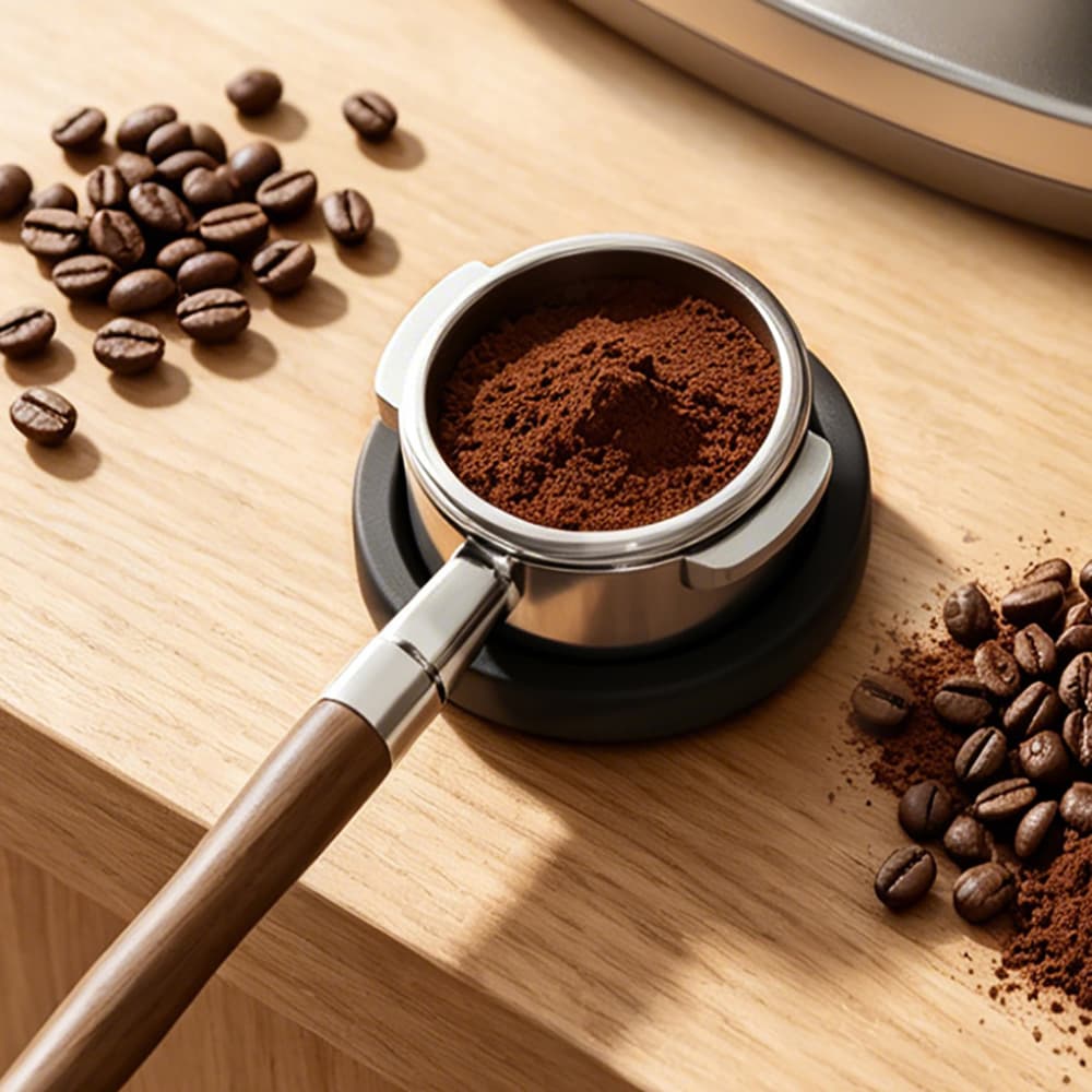 Pyöreä tamperimatto silikonista / espressomatto Ø 7,21 cm / musta tampingmatto