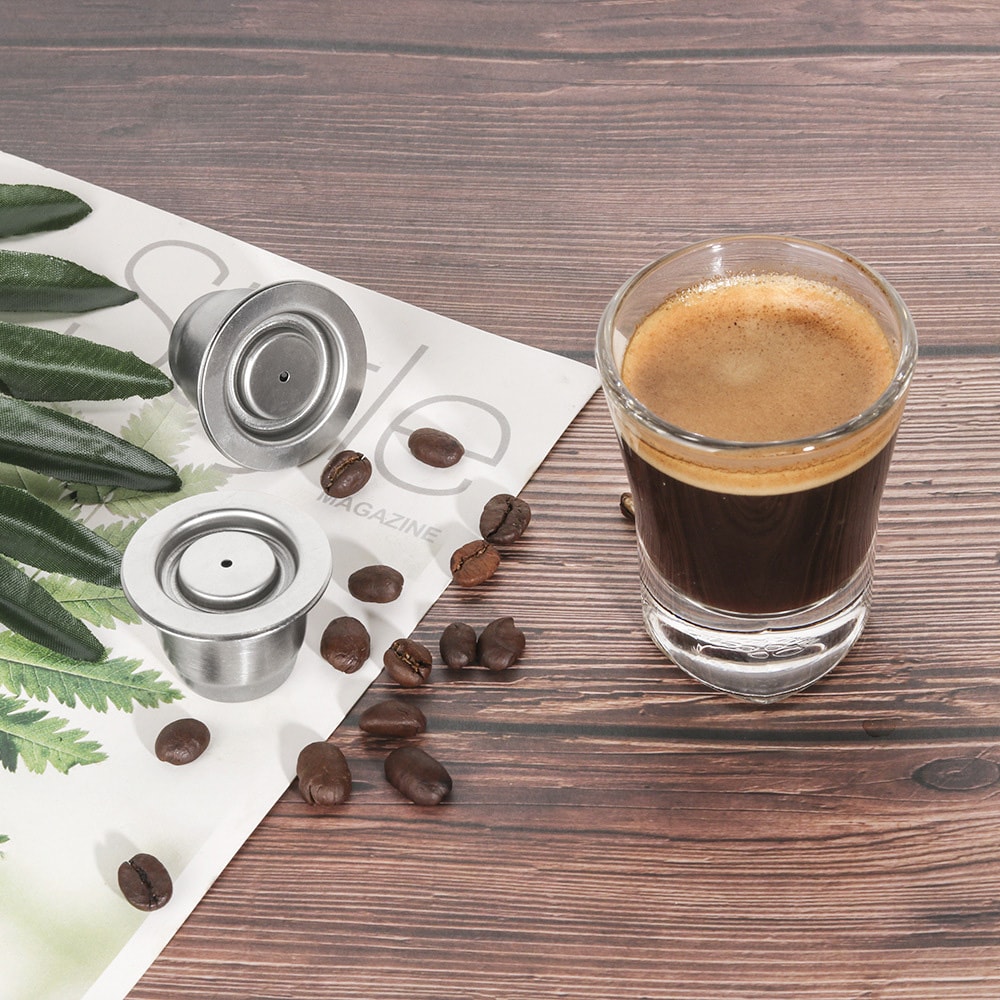 Uudelleenkäytettävät ruostumattomasta teräksestä valmistetut Nespresso-kahvikapselit, 2 kpl:n pakkaus
