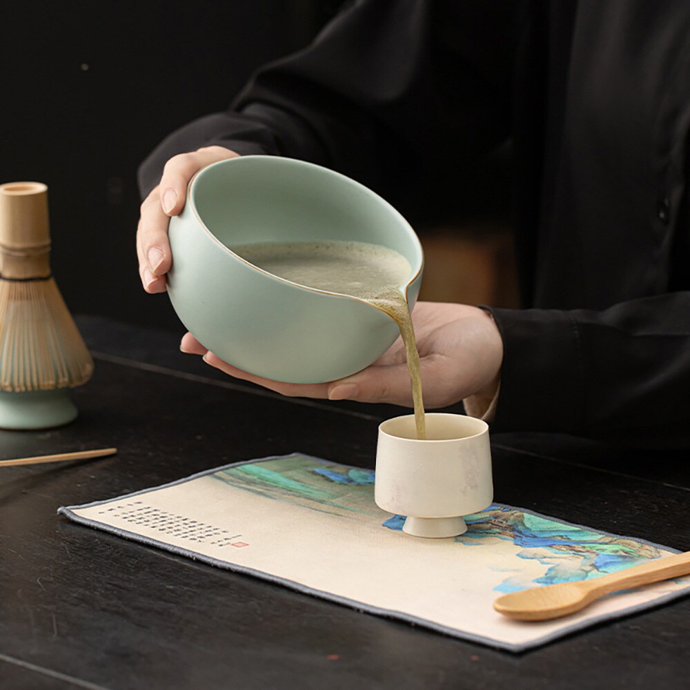 RuYao-matcha-teesetti / 8-osainen RuYao-matcha-setti / matcha-setti, jossa on Ru Yao -kulho ja chasen