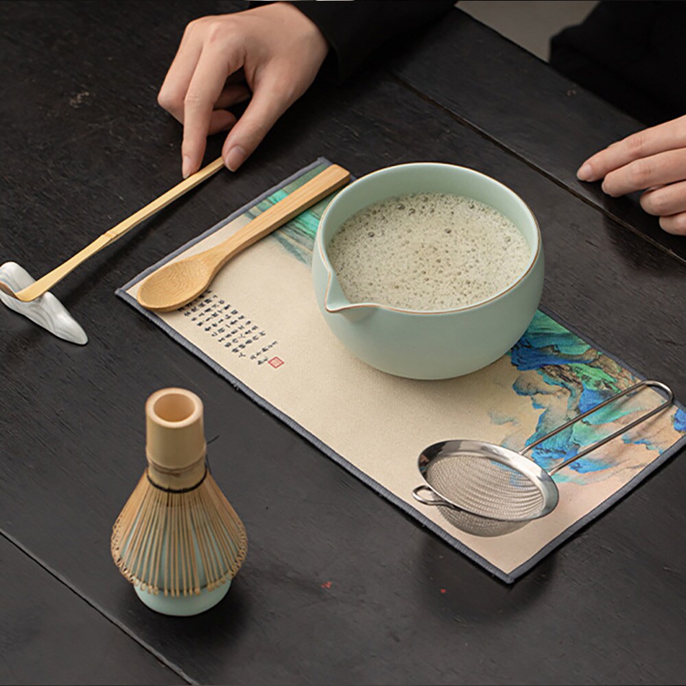 RuYao-matcha-teesetti / 8-osainen RuYao-matcha-setti / matcha-setti, jossa on Ru Yao -kulho ja chasen
