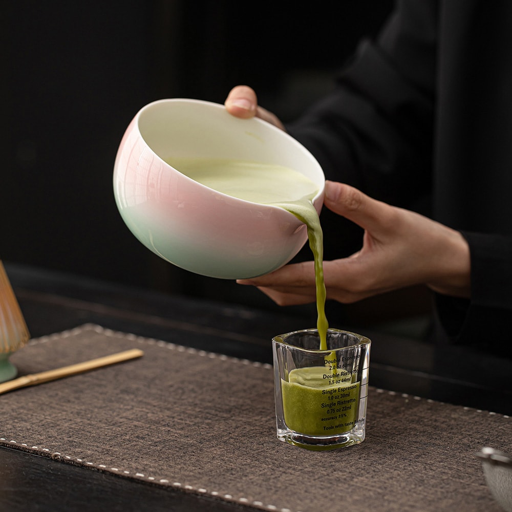 Matcha-teesetti / 7-osainen väriliukusävyinen matcha-setti / matcha-setti, jossa on väriliukusävyinen