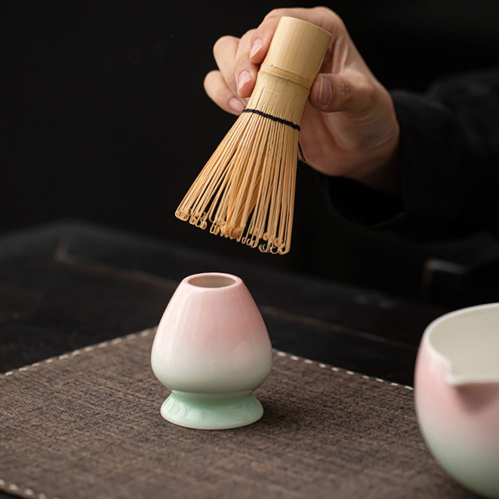 Matcha-teesetti / 7-osainen väriliukusävyinen matcha-setti / matcha-setti, jossa on väriliukusävyinen