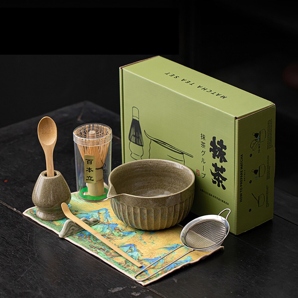 Matcha-teesetti / 8-osainen krysanteemimatcha-setti / matcha-setti, jossa on krysanteemikulho