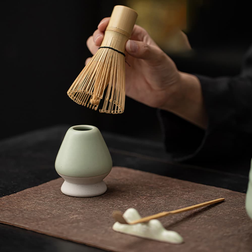 Matcha-teesetti / 8-osainen kuvioton Ru Yao -matcha-setti / matcha-setti, jossa on kuvioton Ru Yao -kulho