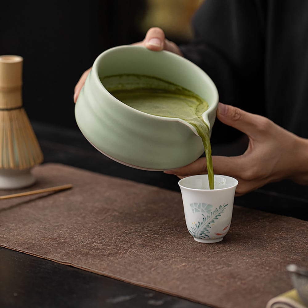 Matcha-teesetti / 8-osainen kuvioton Ru Yao -matcha-setti / matcha-setti, jossa on kuvioton Ru Yao -kulho