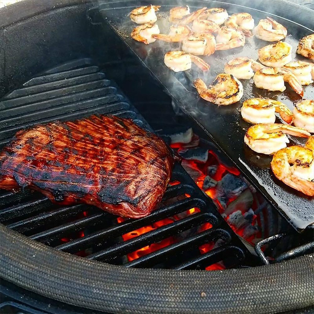 Kaksiosainen valurautainen grillilevy 22" / paistolevy Ø46,5 cm / grillitaso pyöreään grilliin