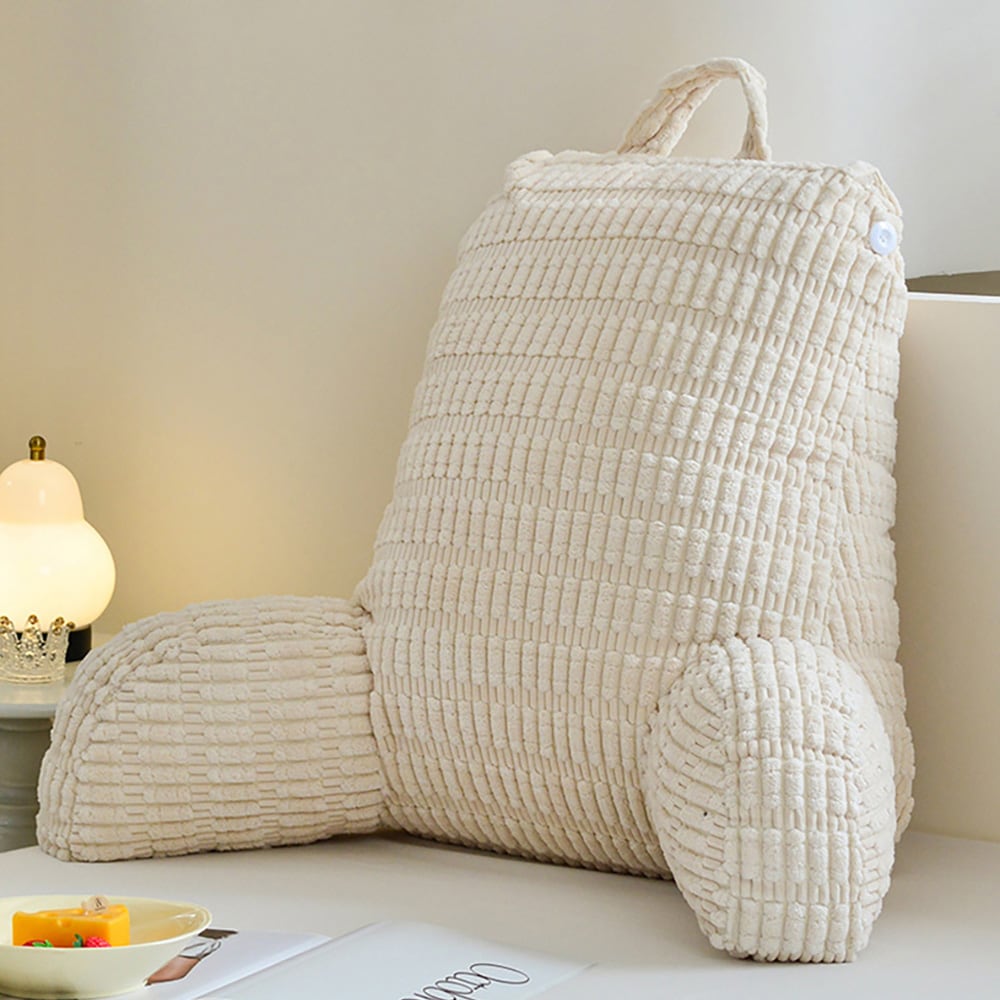 Selkätyyny käsinojilla 80 x 58 x 42 cm / sängyn istumatyyny / beige tukityyny