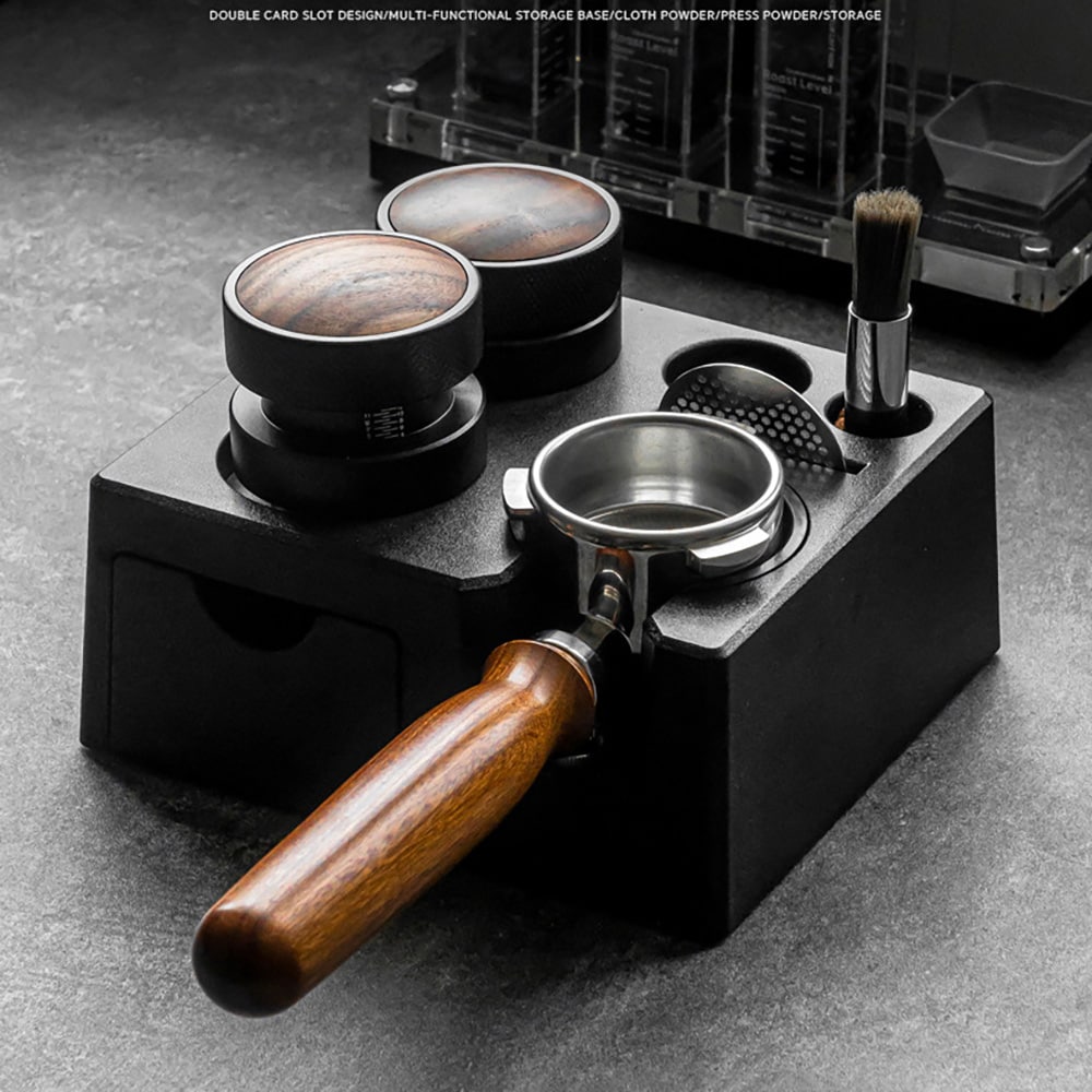 Tamping-asema espressolle 18,4 x 16,2 x 7,5 cm / tamperin pidike / kahvitarvikkeiden pidike