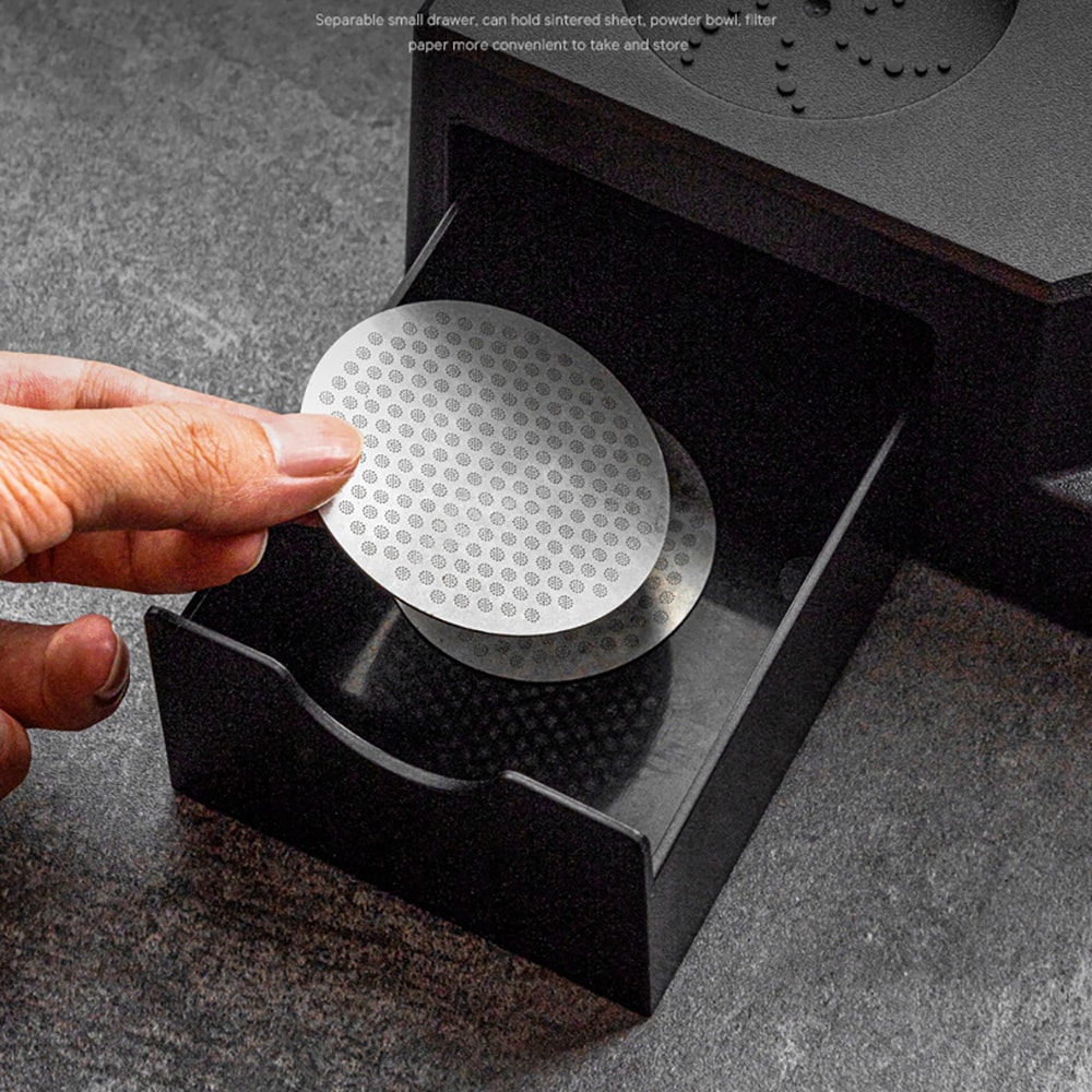 Tamping-asema espressolle 18,4 x 16,2 x 7,5 cm / tamperin pidike / kahvitarvikkeiden pidike